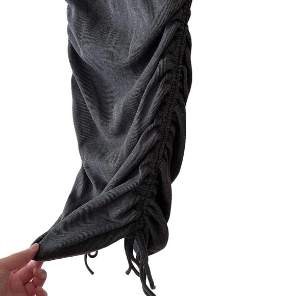 ZARA Small Ruched Ribbed Dress Mini Short Sleeve Dark Gray Short Stretch - Picture 8 of 10